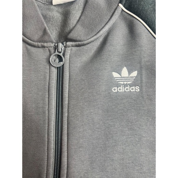 Adidas Track Jacket Mens Size S Grey White Fleece SST Bomber Full Zip Sporty Ret - Picture 2 of 6